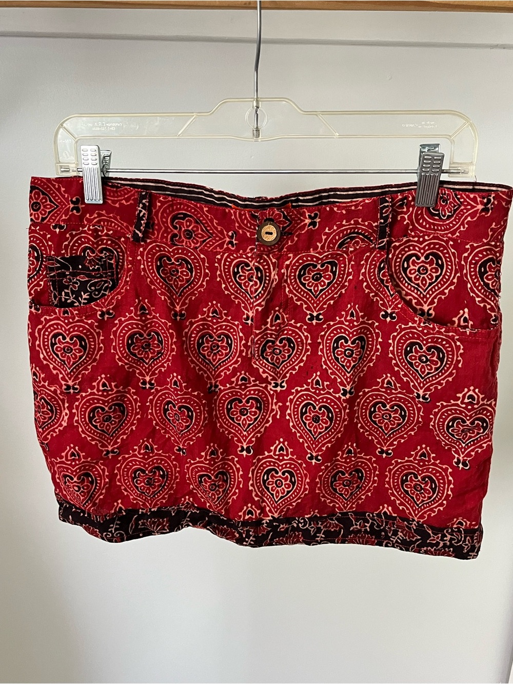 Y2K Western Low-Rise Desi Weaves Boho Red Mini Skirt Size M